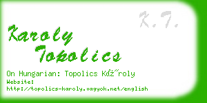 karoly topolics business card